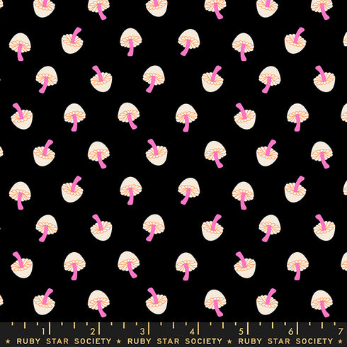 Tiny Frights Mushrooms in Black - Ruby Star Society Sold by the Half Yard